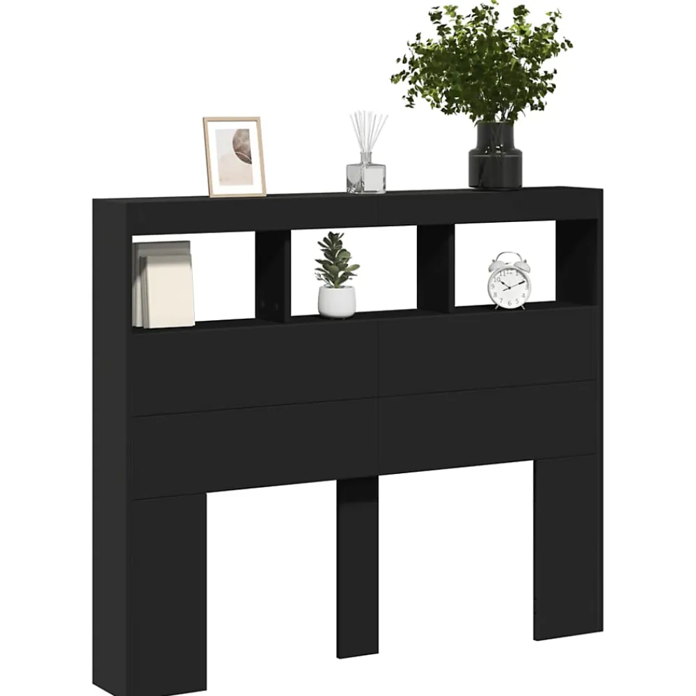 Vidaxl Armoire tête de lit avec LED noir 120x17x102 cm* Tête De Lit