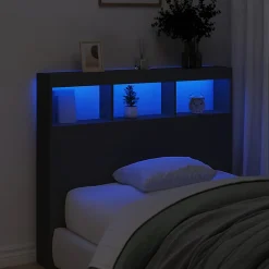 Vidaxl Armoire tête de lit avec LED noir 120x17x102 cm* Tête De Lit
