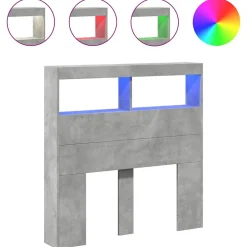 Armoire tête de lit avec LED gris béton 100x17x102 cm>Vidaxl Discount