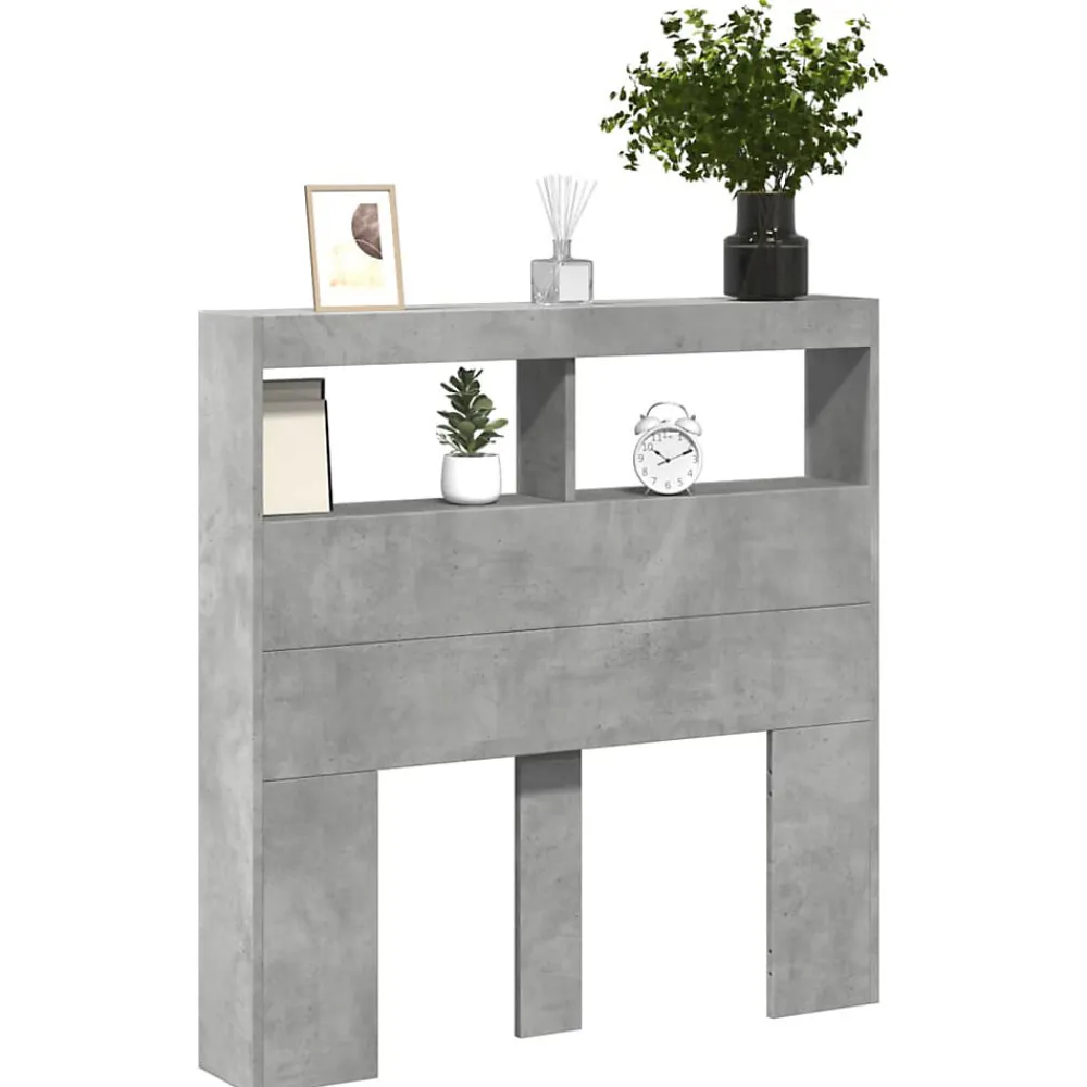 Armoire tête de lit avec LED gris béton 100x17x102 cm>Vidaxl Discount