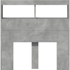 Armoire tête de lit avec LED gris béton 100x17x102 cm><noscript><img width=