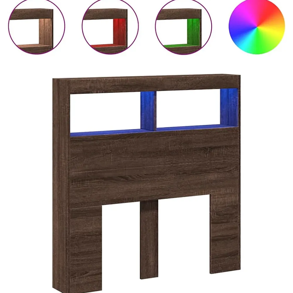 Vidaxl Armoire tête de lit avec LED chêne marron 100x17x102 cm* Tête De Lit