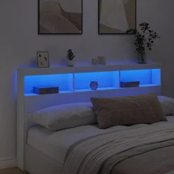 Armoire tête de lit avec LED blanc 180x17x102 cm><noscript><img width=