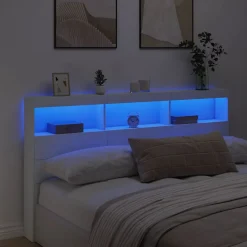 Armoire tête de lit avec LED blanc 180x17x102 cm><noscript><img width=