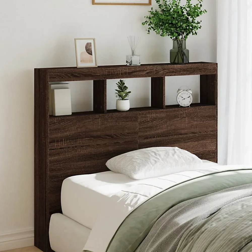 Vidaxl Armoire tête de lit avec LED chêne marron 120x17x102 cm* Tête De Lit