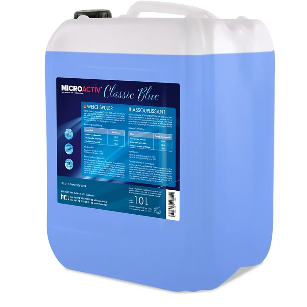 Höfer Chemie Assouplissant Végétalien Classic Blue 4 x 10 L, Linge Doux Et Parfum Longue Durée* Nettoyant Pour Salle De Bains