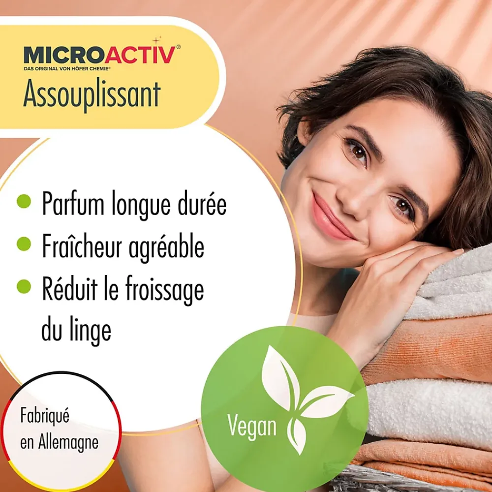Höfer Chemie Assouplissant Végétalien Summer 2 x 10 L, Linge Doux, Parfum Estival Et Séchage Rapide* Nettoyant Pour Salle De Bains