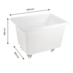 Gilac Bac grand volume 500 L - 4 roues pivotantes dont 2 avec freins - blanc* Seau, Bassine, Récipient De Ménage