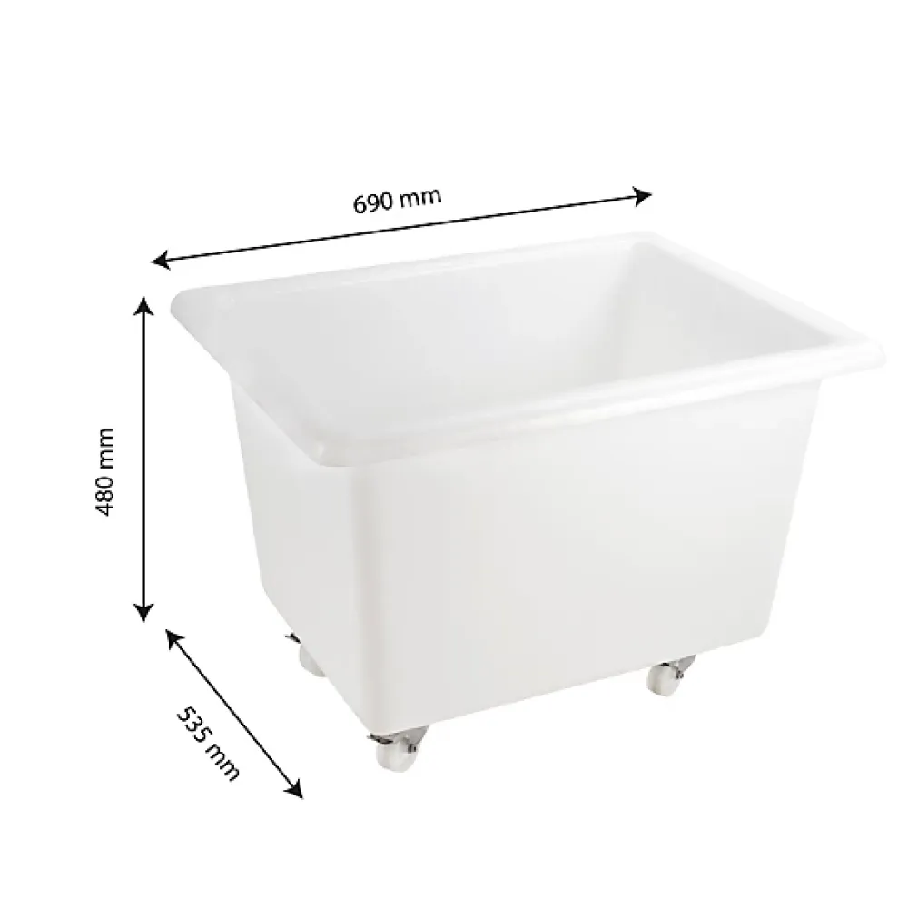Gilac Bac grand volume 100 L - 4 roues pivotantes dont 2 avec freins - blanc* Seau, Bassine, Récipient De Ménage