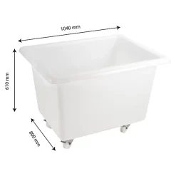 Gilac Bac grand volume 310 L - 2 roues fixes, 2 pivotantes avec freins - blanc* Seau, Bassine, Récipient De Ménage