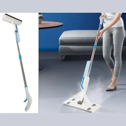 Balai serpillière 2 en 1 plat avec pulvérisateur, raclette à vitres, lave-glace + 3 Lavettes><noscript><img width=