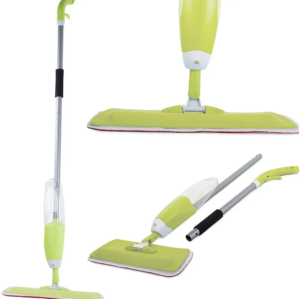 Importdistrib Balai serpillière plat avec laveur rotatif à jet solide vert* Serpillère