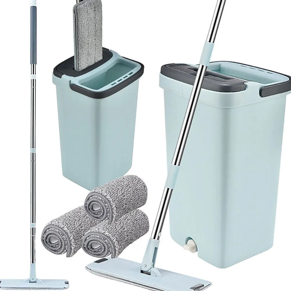 Balai serpillière plat avec seau essoreuse deux compartiments + 3x lavette offerte>Importdistrib Outlet