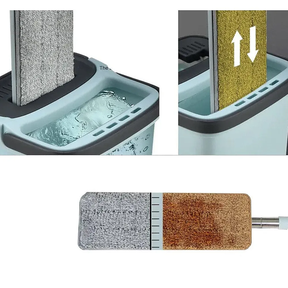 Balai serpillière plat avec seau essoreuse deux compartiments + 3x lavette offerte>Importdistrib Outlet