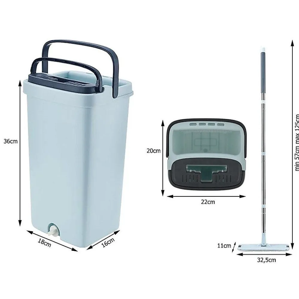 Balai serpillière plat avec seau essoreuse deux compartiments + 3x lavette offerte>Importdistrib Outlet