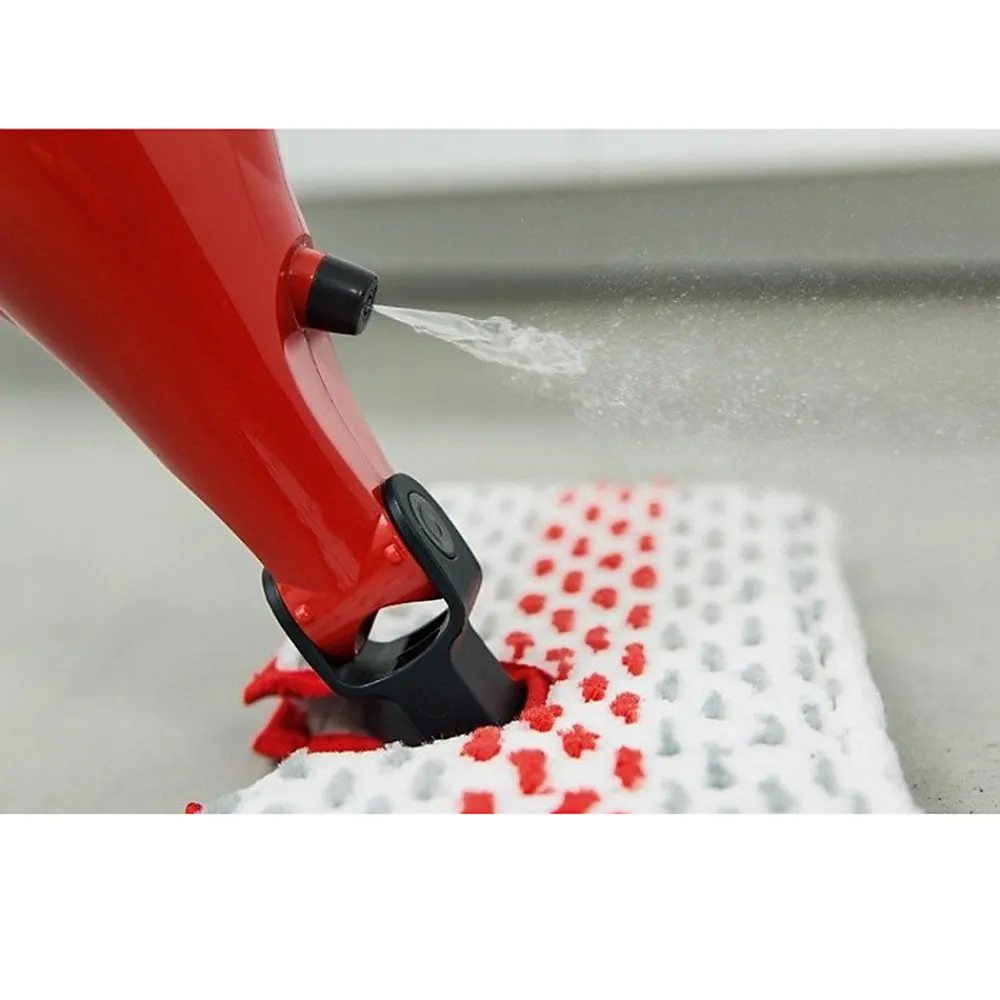 Balai pulvérisateur avec réservoir, nettoyeur vapeur, séparateur de poussière en microfibre coloris rouge.>Juanio New
