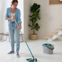 GoodHome Balai serpillère à franges microfibre et plastique blanc et bleu l.8 cm* Serpillère