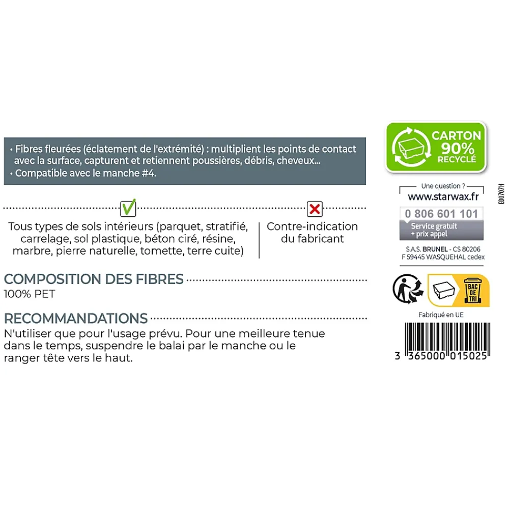 Starwax Balai sol intérieur bords droits antichocs* Balai Et Tête De Balai