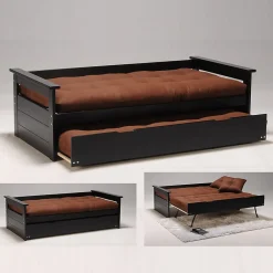 Weber Industries Banquette gigogne TOLEDE 90x190 + 2 sommiers + 1 tiroir-lit / Noir* Lit Gigogne