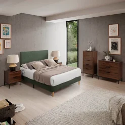 Vs Venta-Stock Base rembourrée Bari 140x190 cm Vert* Sommier