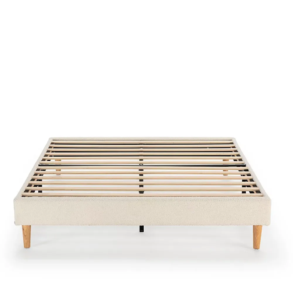 Vs Venta-Stock Base rembourrée Niebla 140x190 cm Imitation tissu mouton beige* Sommier