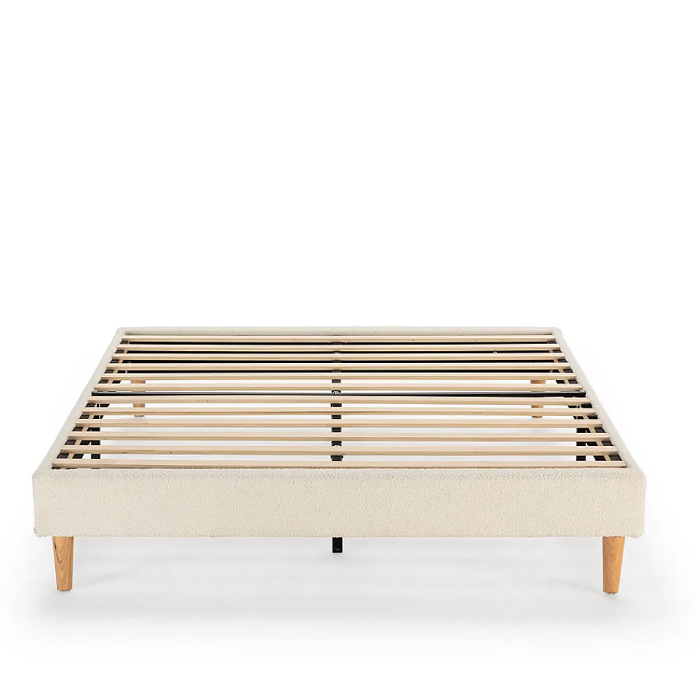 Base rembourrée Niebla 160x200 cm Imitation tissu mouton beige>Vs Venta-Stock Clearance