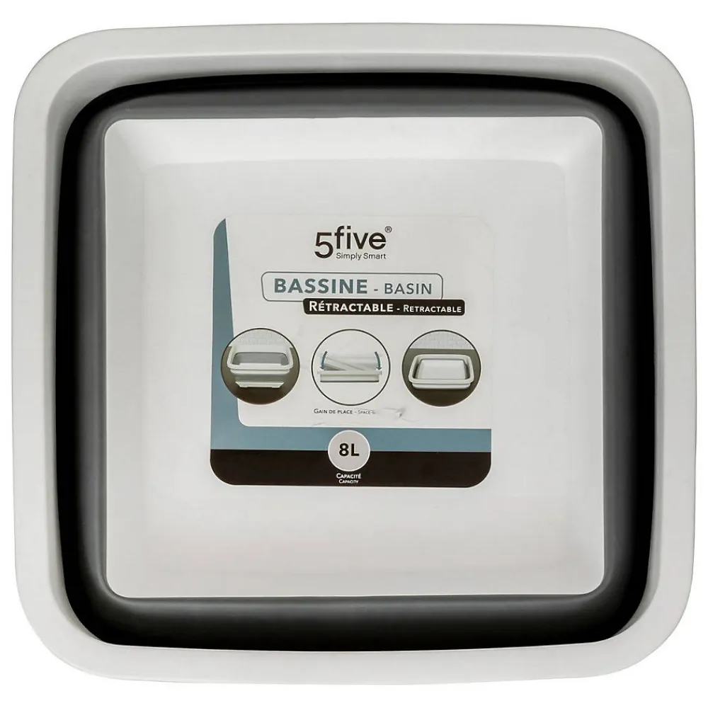 Bassine retractable 8L - Blanc Gris ->5Five Sale