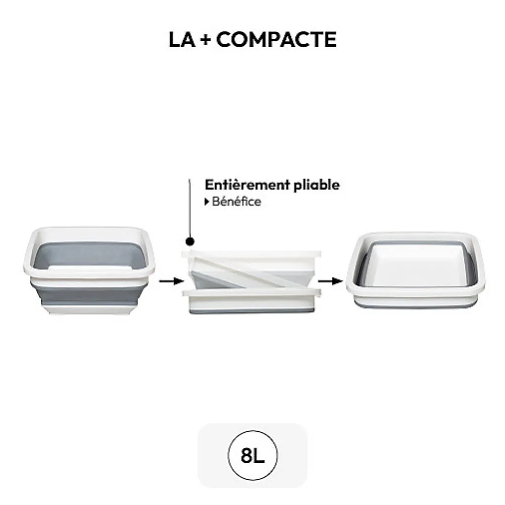 Bassine retractable 8L - Blanc Gris ->5Five Sale