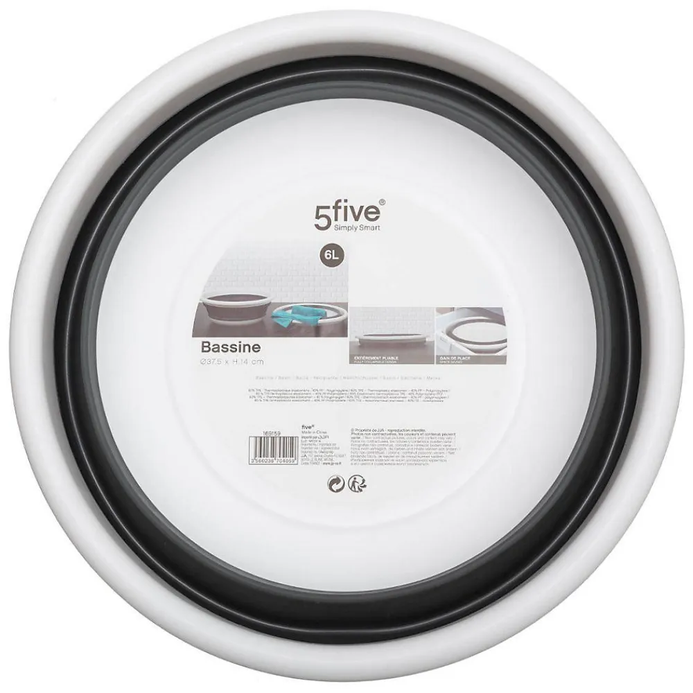 Bassine retractable 6L - Blanc Gris clair ->5Five Discount