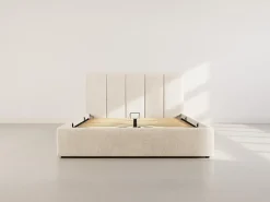 Best Mobilier Beanie - lit coffre - 160x200 cm - en velours - sommier inclus -* Lit Coffre