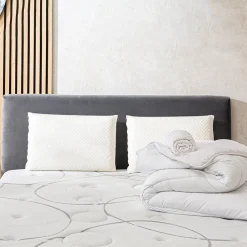 LITERIE Pack 3.0 140x200 cm Matelas Ressorts + Sommier Bois + Accessoires><noscript><img width=