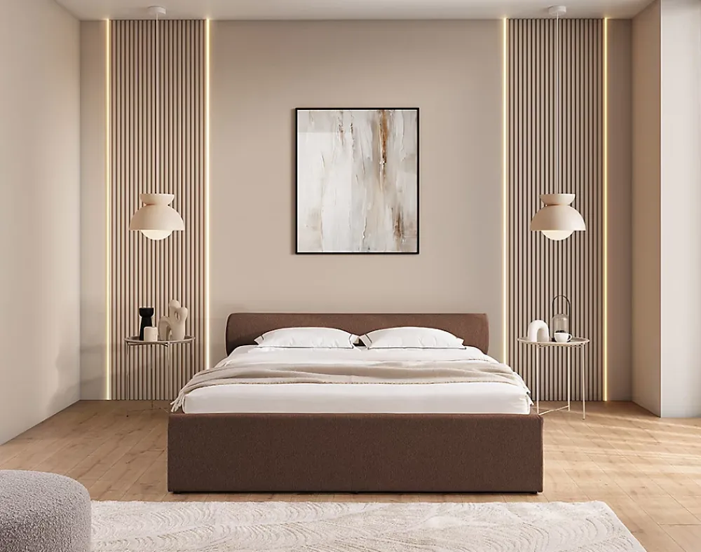 Lisa Design Billy - lit coffre - 140x190 cm - en tissu texturé - sommier inclus -* Lit Coffre