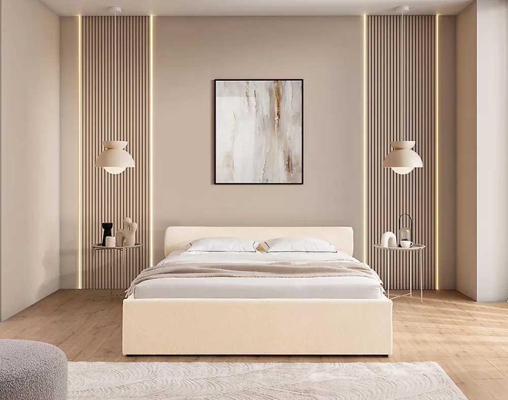 Lisa Design Billy - lit coffre - 140x190 cm - en tissu texturé - sommier inclus -* Lit Coffre