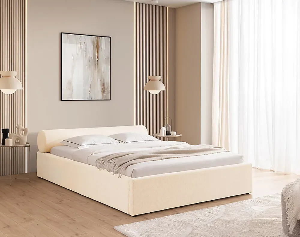 Lisa Design Billy - lit coffre - 140x190 cm - en tissu texturé - sommier inclus -* Lit Coffre