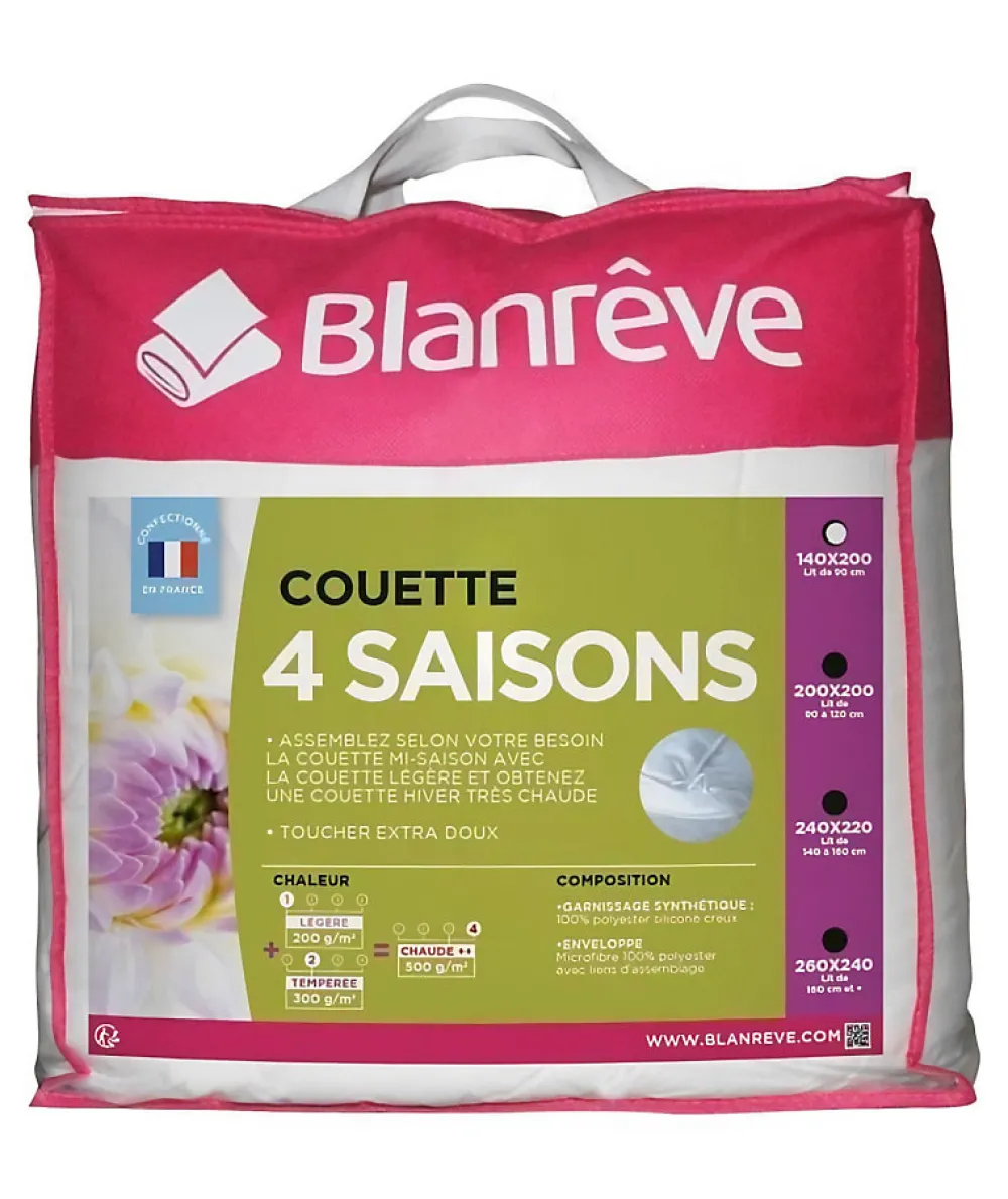 Couette 4 saisons - 140 x 200 cm - Blanc>Blanreve