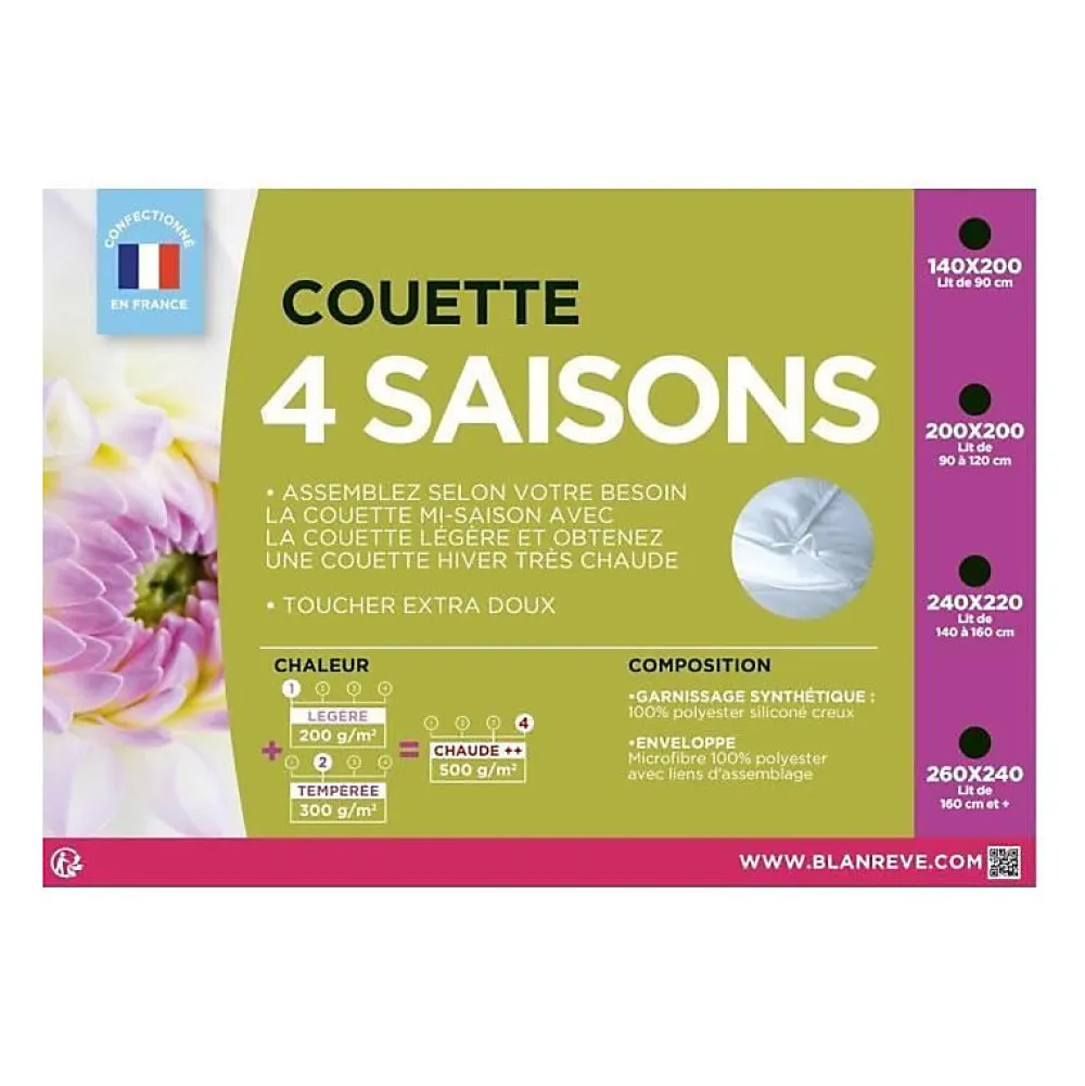 Blanreve Couette 4 saisons - 240 x 260 cm - Blanc* Couette