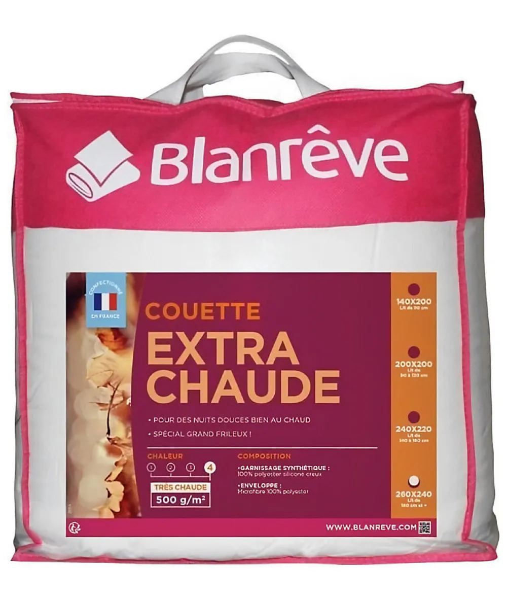 Blanreve Couette extra chaude en microfibre - 240 x 260 cm - Blanc* Couette
