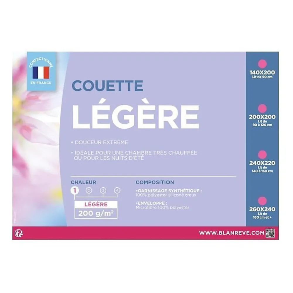 Couette légere en microfibre - 200 x 200 cm - Blanc>Blanreve Discount