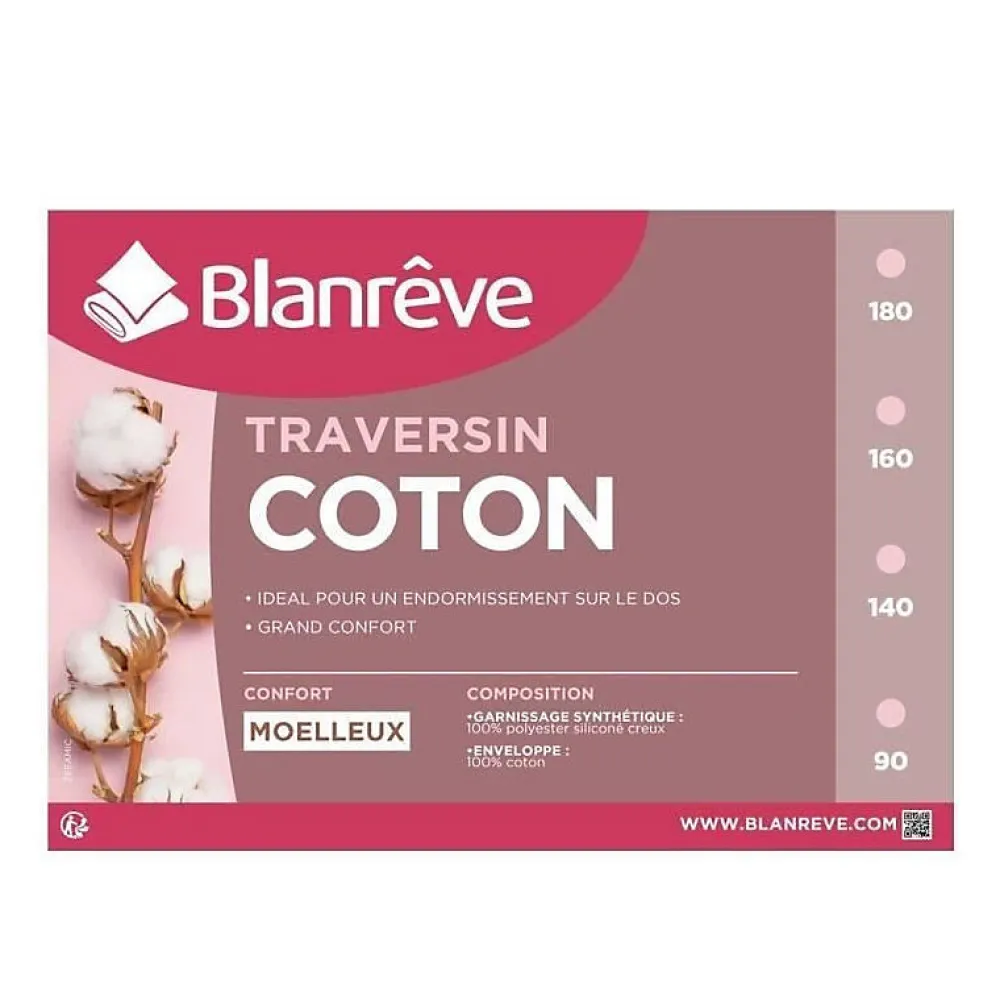Traversin en coton - 160 cm - Blanc>Blanreve Clearance