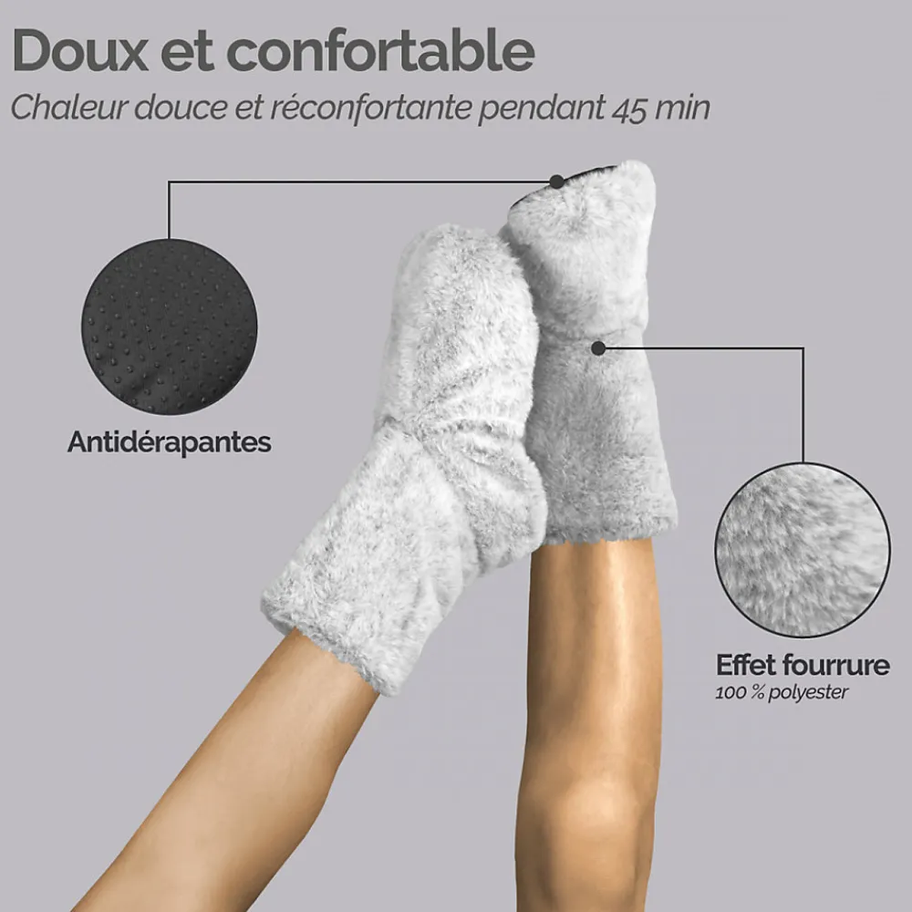 Boots, bottes, chaussons chauffants micro ondes déhoussables - Du 36 au 43 - Gris clair ->Vivezen Outlet