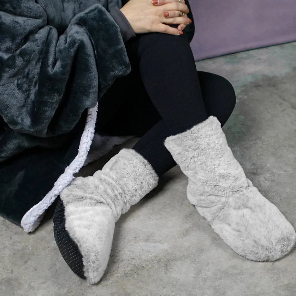 Boots, bottes, chaussons chauffants micro ondes déhoussables - Du 36 au 43 - Gris clair ->Vivezen Outlet