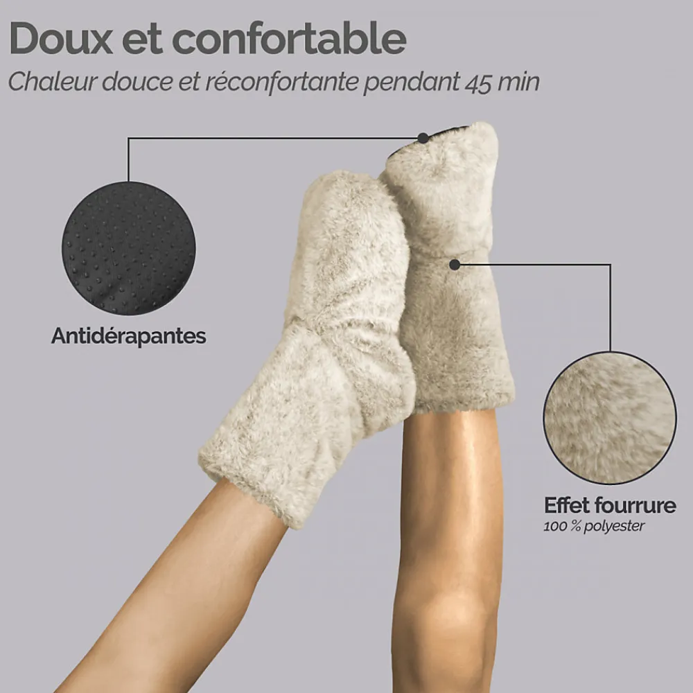 Boots, bottes, chaussons chauffants micro ondes déhoussables - Du 36 au 43 - Gris clair ->Vivezen Discount