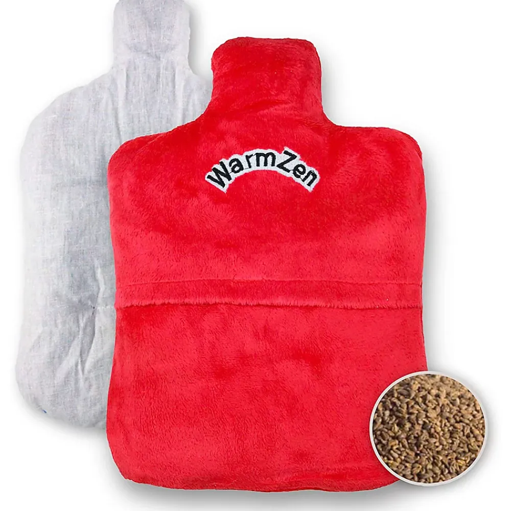 Fishtec Bouillotte naturelle graines de lin Polaire rouge Chaud ou Froid Soulage Lavable 30 C* Couverture