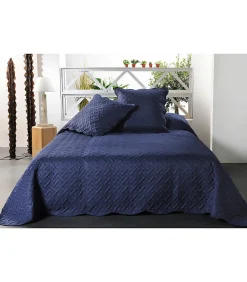 Boutis contemporain bleu marine - 230x250cm - Bleu marine>Linder Best