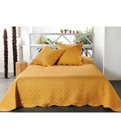 Linder Boutis contemporain moutarde - 250x260cm - Moutarde* Boutis, Couvre-Lit, Édredon