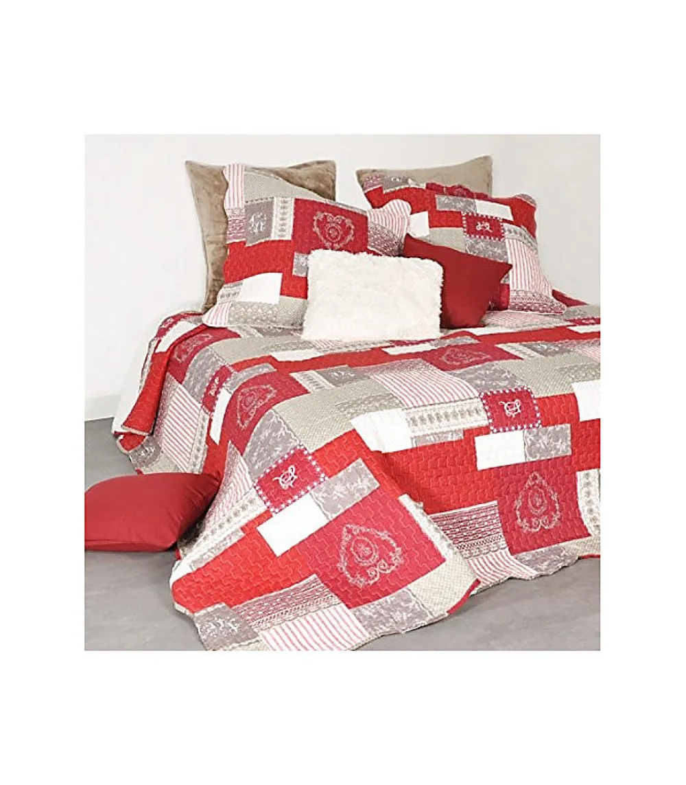 Boutis montagne rouge et gris - 240x260cm - Rouge>Douceur D'Intérieur Hot