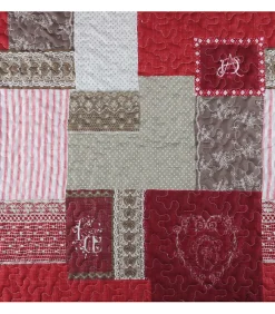 Boutis montagne rouge et gris - 240x260cm - Rouge><noscript><img width=