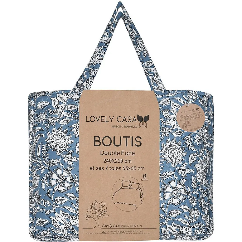 Lovely Casa Boutis 260x240 avec 2 taies et sac Julianne bleu* Boutis, Couvre-Lit, Édredon