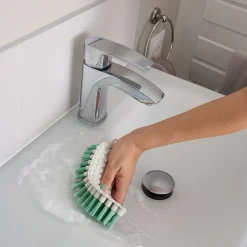 Brosse à récurer flexible poils rigide blanc l.7cm><noscript><img width=