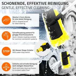 Brosse de Lavage Auto avec Manche Télescopique, Réglable de 130 à 300 cm><noscript><img width=
